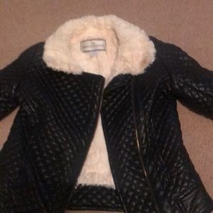 Like new (fur inside) girls leather fall coat